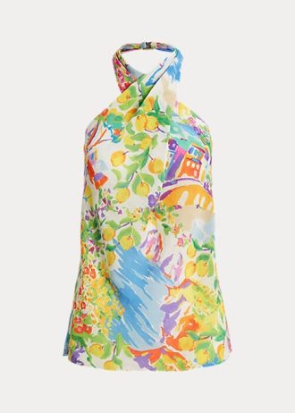 Blusa de lino y voile multicolor Ralph Lauren Darby para mujer