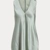 Blusa de satén lavado Ralph Lauren Gwinnett verde para mujer