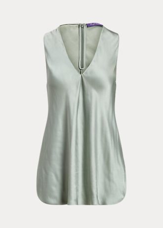 Blusa de satén lavado Ralph Lauren Gwinnett verde para mujer