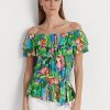 Blusas con hombros descubiertos de jersey floral multicolor de Ralph Lauren para mujer