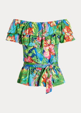 Blusas con hombros descubiertos de jersey floral multicolor de Ralph Lauren para mujer