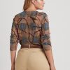 Blusas de manga larga de algodón elástico a cuadros multicolor de Ralph Lauren para mujer Blusas de manga larga de algodón elástico a cuadros multicolor de Ralph Lauren para mujer