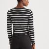 Blusas de rayas Ralph Lauren con botones en los hombros para mujer, en blanco y negro Blusas de rayas Ralph Lauren con botones en los hombros para mujer, en blanco y negro