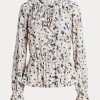 Blusas peplum con cuello anudado y estampado floral multicolor de Ralph Lauren para mujer