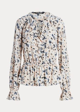 Blusas peplum con cuello anudado y estampado floral multicolor de Ralph Lauren para mujer