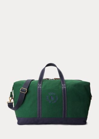 Bolsas de lona verdes con el logotipo de Ralph Lauren bordado para hombre