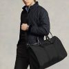 Bolsas de viaje híbridas Ralph Lauren para hombre, color negro, con ribete de cuero Bolsas de viaje híbridas Ralph Lauren para hombre, color negro, con ribete de cuero