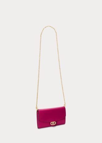 Bolso bandolera mediano Adair de piel Ralph Lauren para mujer en color fucsia y baya