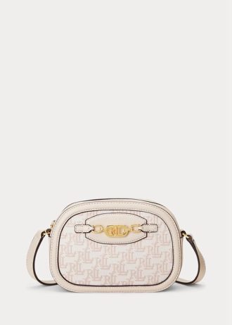 Bolso bandolera mediano Jordynn con monograma de Ralph Lauren para mujer en rosa ruborizado/rosa claro