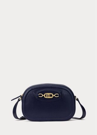 Bolso bandolera mediano Jordynn de piel Ralph Lauren para mujer, color azul marino francés
