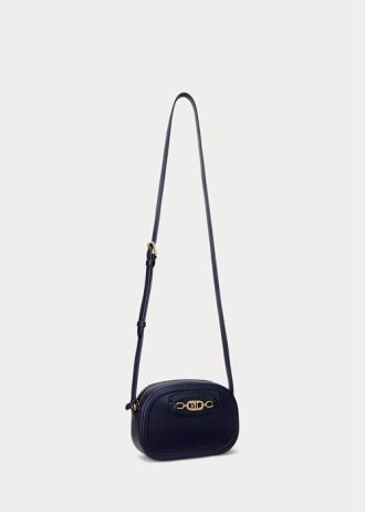 Bolso bandolera mediano Jordynn de piel Ralph Lauren para mujer, color azul marino francés