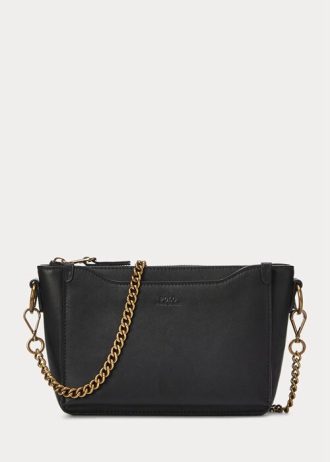 Bolso bandolera mini Sloane de piel negra de Ralph Lauren para mujer