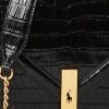 Bolso bandolera Ralph Lauren Polo ID con cadena y estampado de cocodrilo para mujer, color negro Bolso bandolera Ralph Lauren Polo ID con cadena y estampado de cocodrilo para mujer, color negro