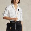 Bolso bandolera Ralph Lauren Polo ID con cadena y estampado de cocodrilo para mujer, color negro Bolso bandolera Ralph Lauren Polo ID con cadena y estampado de cocodrilo para mujer, color negro