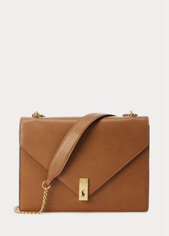 Bolso bandolera tipo sobre de piel de becerro Ralph Lauren Polo ID para mujer en color tostado