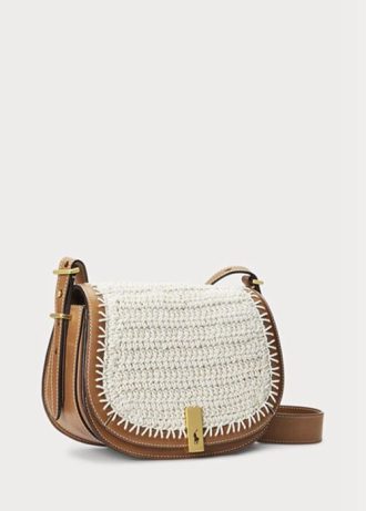 Bolso de mano de crochet Ralph Lauren Polo Id para mujer, color blanco