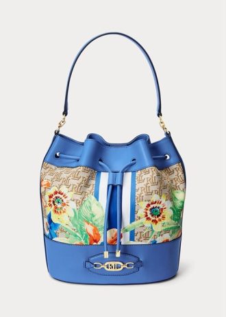 Bolso de mano grande Andie con monograma de Ralph Lauren para mujer en color caqui/azul Nueva Inglaterra
