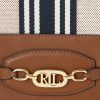 Bolso de mano grande Andie de lona Ralph Lauren para mujer, color tostado/azul marino, con rayas Bolso de mano grande Andie de lona Ralph Lauren para mujer, color tostado/azul marino, con rayas