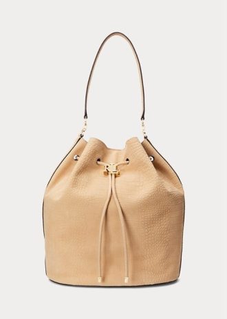 Bolso de mano grande Andie de nobuk Ralph Lauren para mujer de Buff