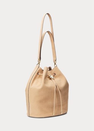 Bolso de mano grande Andie de nobuk Ralph Lauren para mujer de Buff