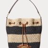 Bolso de mano grande Andie de paja Ralph Lauren para mujer, color natural, negro y tostado Lauren Bolso de mano grande Andie de paja Ralph Lauren para mujer, color natural, negro y tostado Lauren