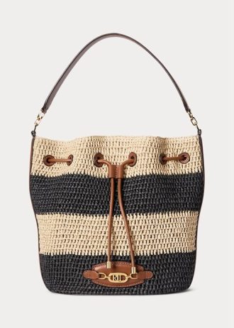 Bolso de mano grande Andie de paja Ralph Lauren para mujer, color natural, negro y tostado Lauren