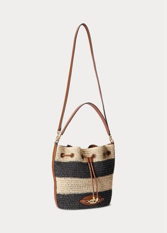 Bolso de mano grande Andie de paja Ralph Lauren para mujer, color natural, negro y tostado Lauren