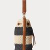 Bolso de mano grande Andie de paja Ralph Lauren para mujer, color natural, negro y tostado Lauren Bolso de mano grande Andie de paja Ralph Lauren para mujer, color natural, negro y tostado Lauren
