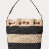 Bolso de mano grande Andie de paja Ralph Lauren para mujer, color natural, negro y tostado Lauren Bolso de mano grande Andie de paja Ralph Lauren para mujer, color natural, negro y tostado Lauren