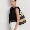 Bolso de mano grande Andie de paja Ralph Lauren para mujer, color natural, negro y tostado Lauren Bolso de mano grande Andie de paja Ralph Lauren para mujer, color natural, negro y tostado Lauren