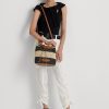 Bolso de mano grande Andie de paja Ralph Lauren para mujer, color natural, negro y tostado Lauren Bolso de mano grande Andie de paja Ralph Lauren para mujer, color natural, negro y tostado Lauren