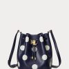 Bolso de mano mediano Andie de lunares Ralph Lauren para mujer, color azul marino/vainilla, refinado Bolso de mano mediano Andie de lunares Ralph Lauren para mujer, color azul marino/vainilla, refinado