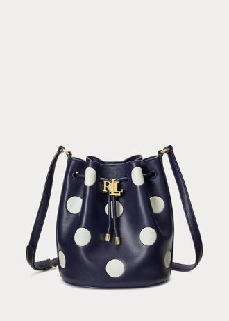 Bolso de mano mediano Andie de lunares Ralph Lauren para mujer, color azul marino/vainilla, refinado