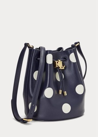 Bolso de mano mediano Andie de lunares Ralph Lauren para mujer, color azul marino/vainilla, refinado