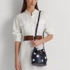 Bolso de mano mediano Andie de lunares Ralph Lauren para mujer, color azul marino/vainilla, refinado Bolso de mano mediano Andie de lunares Ralph Lauren para mujer, color azul marino/vainilla, refinado
