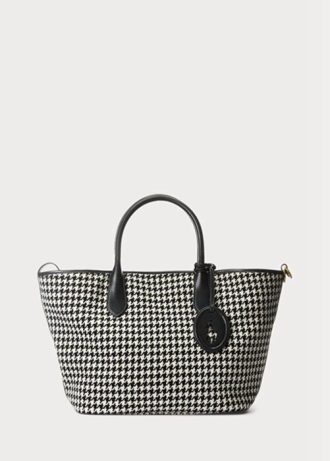 Bolso de mano mediano Bellport de pata de gallo Ralph Lauren para mujer, color negro
