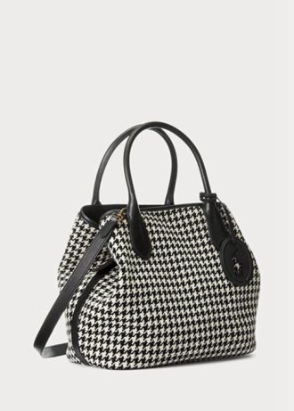Bolso de mano mediano Bellport de pata de gallo Ralph Lauren para mujer, color negro