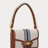 Bolso mediano de lona a rayas Ralph Lauren para mujer, color tostado/azul marino Bolso mediano de lona a rayas Ralph Lauren para mujer, color tostado/azul marino
