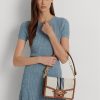 Bolso mediano de lona a rayas Ralph Lauren para mujer, color tostado/azul marino Bolso mediano de lona a rayas Ralph Lauren para mujer, color tostado/azul marino