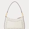 Bolso mediano de piel con lunares Ralph Lauren para mujer en color crema y azul marino francés Bolso mediano de piel con lunares Ralph Lauren para mujer en color crema y azul marino francés