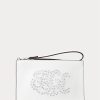 Bolso pequeño de piel con bordado de ojales de Ralph Lauren para mujer, color blanco Bolso pequeño de piel con bordado de ojales de Ralph Lauren para mujer, color blanco