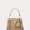 Bolso Ralph Lauren Ricky 18 de ante de becerro suave para mujer en color miel pálido Bolso Ralph Lauren Ricky 18 de ante de becerro suave para mujer en color miel pálido