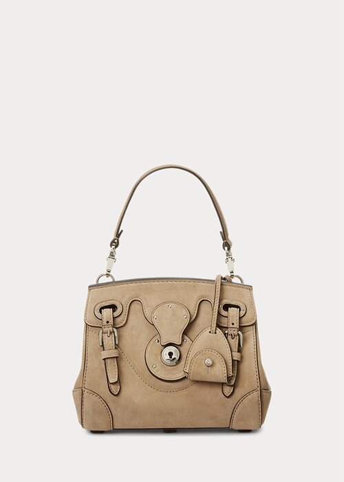 Bolso Ralph Lauren Ricky 18 de ante de becerro suave para mujer en color miel pálido Bolso Ralph Lauren Ricky 18 de ante de becerro suave para mujer en color miel pálido
