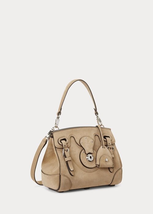 Bolso Ralph Lauren Ricky 18 de ante de becerro suave para mujer en color miel pálido Bolso Ralph Lauren Ricky 18 de ante de becerro suave para mujer en color miel pálido