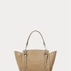 Bolso Ralph Lauren Ricky 18 de ante de becerro suave para mujer en color miel pálido Bolso Ralph Lauren Ricky 18 de ante de becerro suave para mujer en color miel pálido