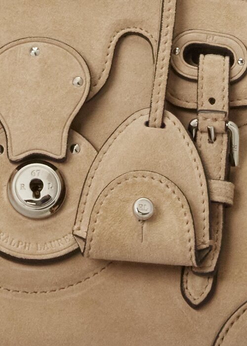 Bolso Ralph Lauren Ricky 18 de ante de becerro suave para mujer en color miel pálido Bolso Ralph Lauren Ricky 18 de ante de becerro suave para mujer en color miel pálido