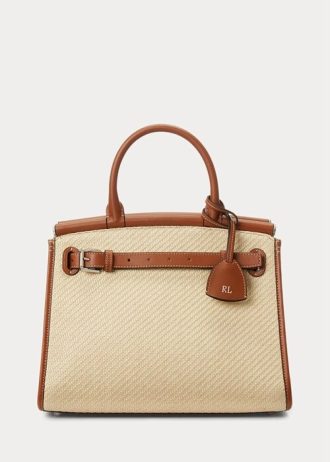 Bolso Ralph Lauren RL50 mediano de rafia y piel de becerro para mujer