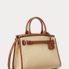 Bolso Ralph Lauren RL50 mediano de rafia y piel de becerro para mujer