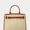 Bolso Ralph Lauren RL50 mediano de rafia y piel de becerro para mujer