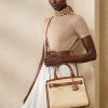 Bolso Ralph Lauren RL50 mediano de rafia y piel de becerro para mujer